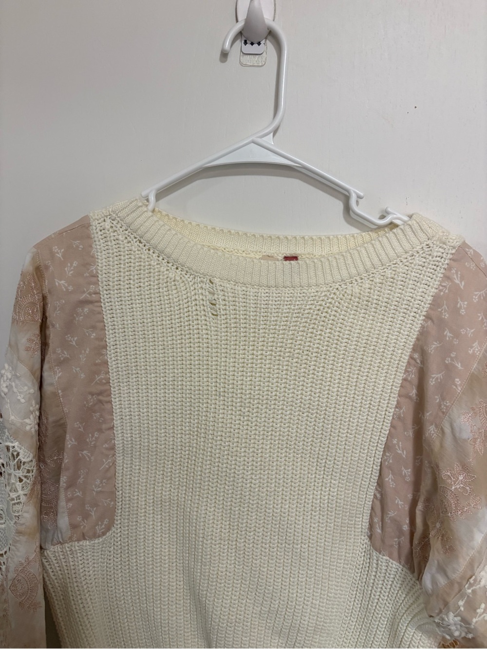 Pilcro Anthropologie Martine Peasant Sweater Patchwork lace Sleeves Knit XS - Picture 3 of 7